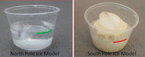 左が北極モデル、右が南極モデル。