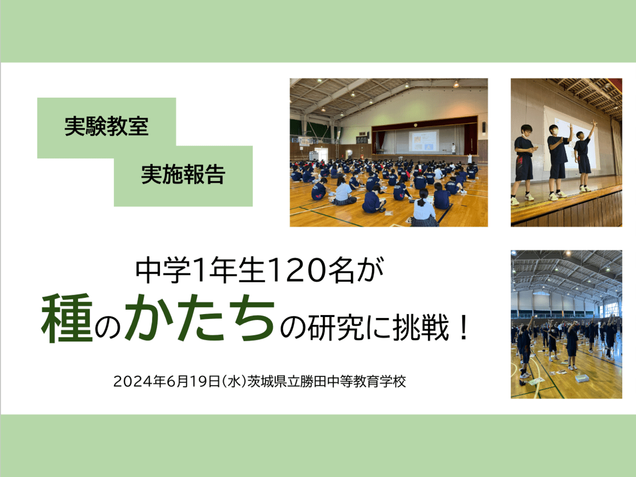 実験教室】中学1年生120名が「種のかたちの研究」に挑戦！ | リバネス