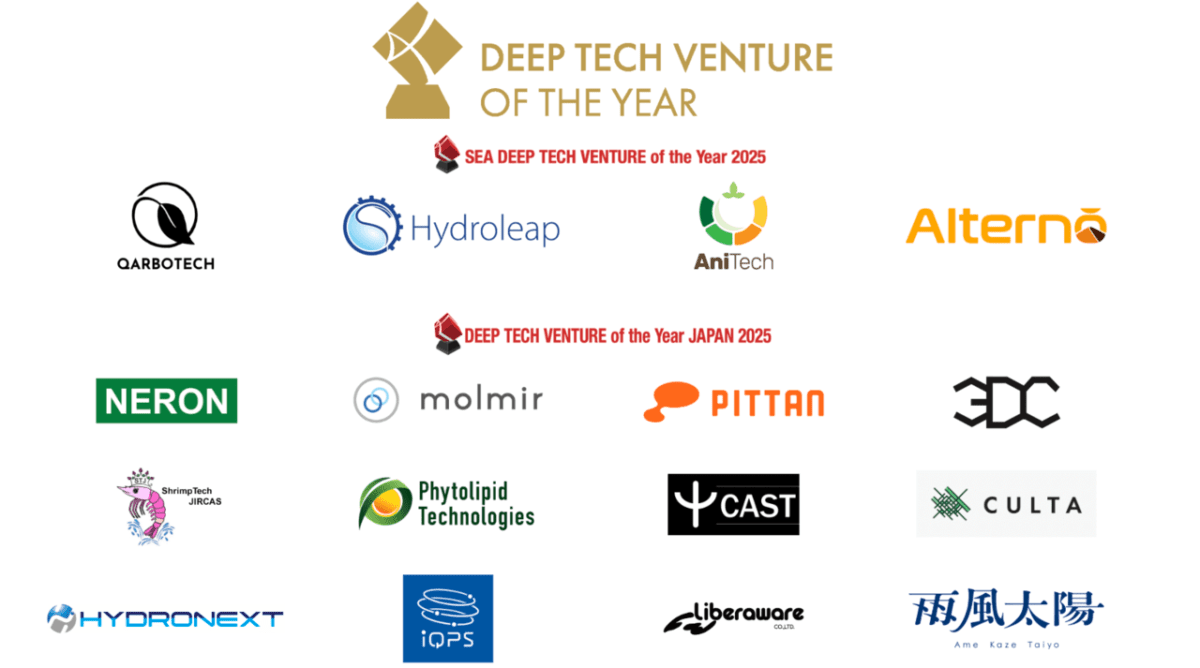 「Deep Tech Venture of the Year 2025」東南アジア4社と日本12社のディープテックベンチャーを表彰