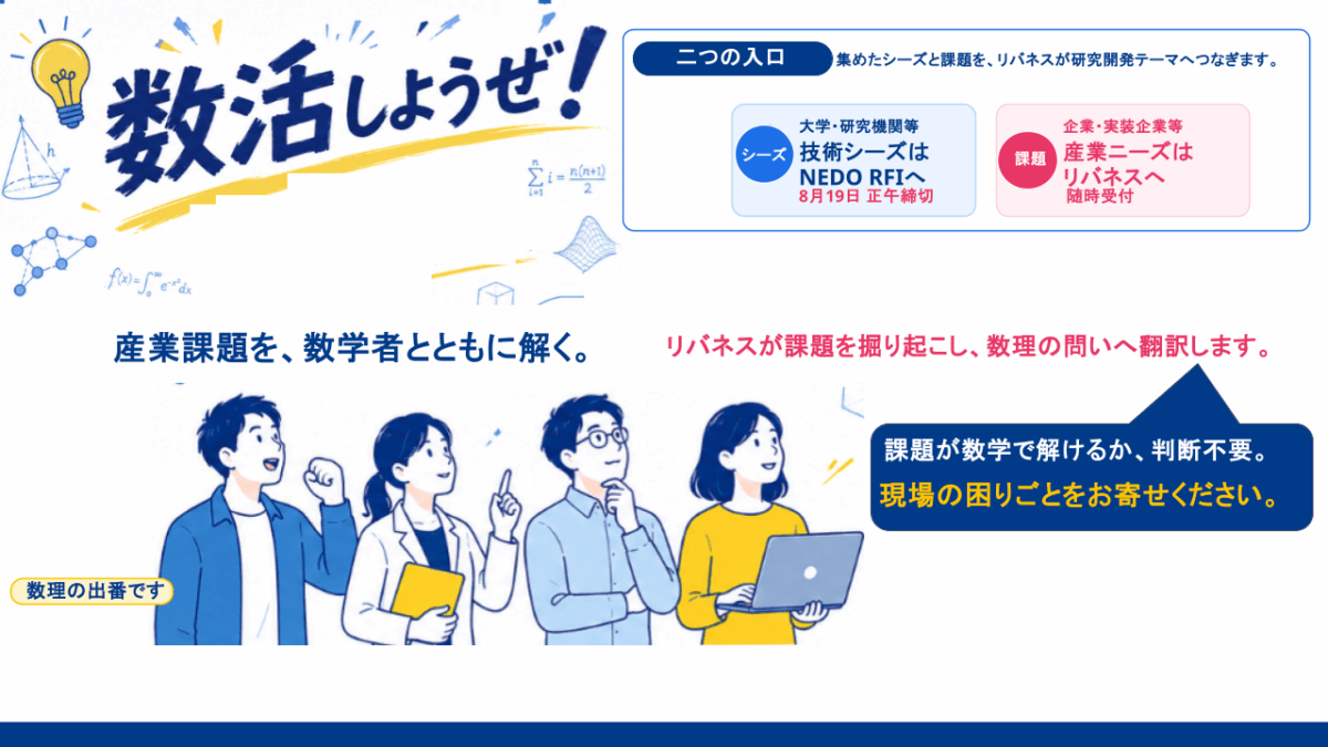 産業課題を、数学者とともに解く。